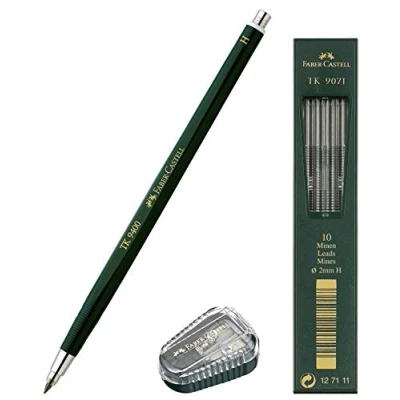 Image of Faber Castell Lead Pencil TK 9400, Thickness: 2 mm, Hardness: H + Refills and Sharpener