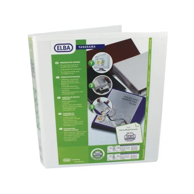 Image of Elba Panorama 25mm 2 D Ring Presentation Binder A4 White (6 Pack)
