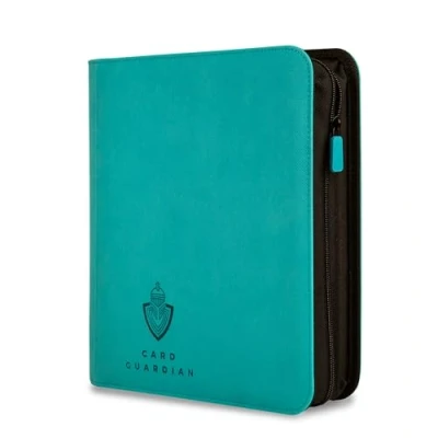Image of Card Guardian Toploader 4 Pocket Premium Binder with Zipper for 160 Cards Side Loaded Pockets Compatible Sports and Trading TCG (Teal)