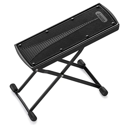Image of Donner Guitar Footstool, Adjustable Foot Rest Metal with Anti Slip Rubber Foldable, Black Stand for Classical/Acoustic/Electric