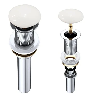 Image of Durovin Bathrooms Push Pop Up Basin Waste Plug Unslotted Suitable for Sink Without Overflow Rising Round Ceramic Button (HY PU01)