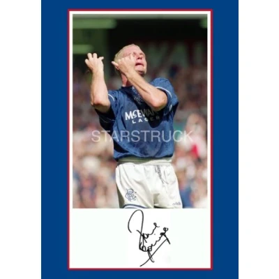 Image of Glasgow Rangers FC Legend Paul Gascoigne Gazza Playing the Flute at Old Firm match 1998 Signed (Pre Printed) Exclusive A4 Print