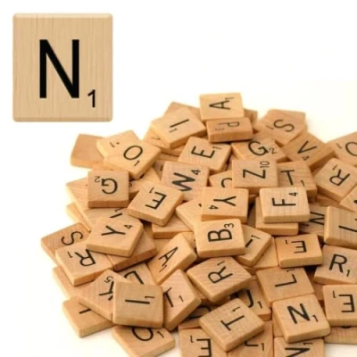 Image of Glamified Pack of 10 N SCRABBLE TILES Same LETTERS Bags WOODEN BLACK NUMBERS FOR CRAFTS WOOD ALPHABETS (Letter N, Tiles)