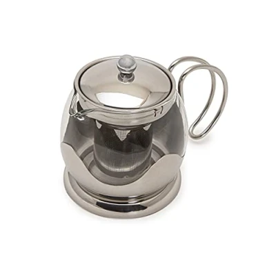 Image of Sabichi 750ml Glass Teapot with Infuser Stainless Steel and Holder, Dishwasher Safe Easy to Use Borosilicate Tea Pot for Loose