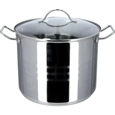 Image of KADAX Stockpot 11 L, Stainless Steel Pot with Glass Lid for Preparing Soups and Stews, Large Silver Handles Cooking Stocks Broths