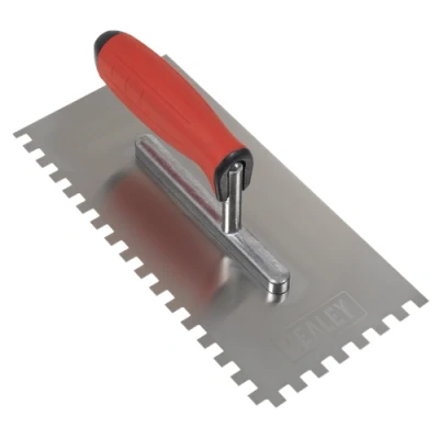 Image of Sealey Stainless Steel 270mm Notch Trowel Rubber Handle 8mm
