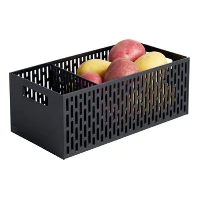 Image of YAMAZAKI Vegetable Basket, ABS resin, Black, 15.3 x 32 12.2 cm (LxWxH)