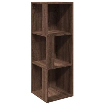 Image of vidaXL Corner Cabinet with Three Compartments, Compact Design for Space Saving, Made Moisture Resistant Brown Oak Engineered Wood Suitable Small Rooms or Offices.