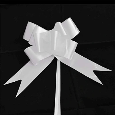 Image of SHATCHI Large 50mm/5cm Ribbon Pull Bows for Party Wall, Gift Wraps, Christmas Trees, Wedding, Birthday Hampers Decoration Florist, White, 10pcs
