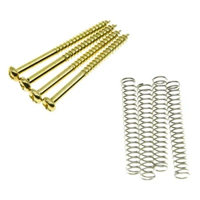 Image of 4x Gold Bass Pickup Mounting Screws Springs for Jazz J or P P90 Pickups