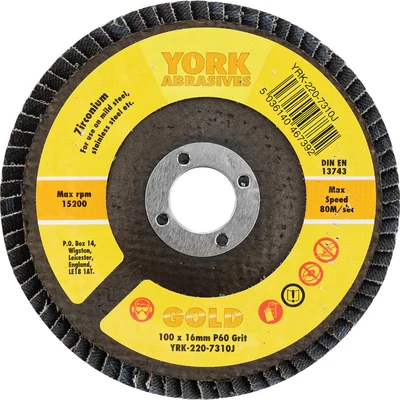 Image of 5x York 100x16mm F/Glass Zirc Flap Disc P60