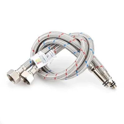 Image of Home Range 2X M10 x 1/2 (500mm) Flexible Tap Connectors Pair, Braided Stainless Steel Flexi for Kitchen &amp; Basin Monobloc Mixer Taps, WRAS Approved, Rust Corrosion Resistant, 1/2&quot; BSP UK Fitting