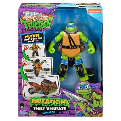 Image of Teenage Mutant Ninja Turtles: Mutations Twist N Mutate Leonardo to 3 Wheel Sling Shot Vehicle by Playmates Toys