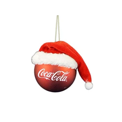 Image of Kurt Adler Coca Cola Red Ball with Santa Hat Ornament by