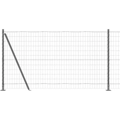Image of vidaXL Euro Fence with 7 Flanged Posts 1.2x10 m Galvanised Steel