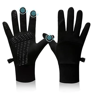 Image of BLUEVER Running Gloves, Touch Screen Windproof Lightweight Anti Slip Warm Water Repellent Gloves Liners for Cycling Biking Sporting Driving Men Women Black