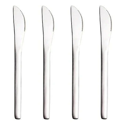 Image of VANRA 5.5in 4 Piece Dessert Knives Set Stainless Steel Small Kids Dinner Knife Appetizer Fruit Snack Serving Flatware