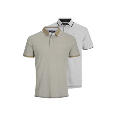 Image of Jack &amp; Jones Jjepaulos SS 2PK NOOS Polo shirt, Men&#039;s, Size: Small, Beige