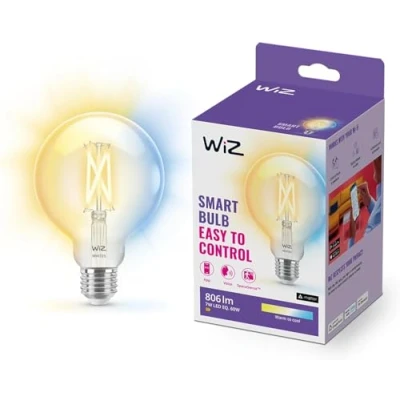 Image of WiZ Smart Bulb, E27 Globe LED mart Dimming 60W, Connected WiFi Works with Alexa, Google Assistant &amp; HomeKit, App Control for Livingroom, Bedroom, Dining Room, Energy Monitoring