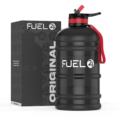 Image of Fuel24 Jug 2.2 Litre Water Bottle Extra Strong Flex Material Drop Proof, Pop or Straw Cap Options 2.2L Large Gym Sports Bottle, BPA FREE