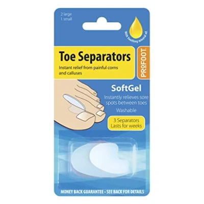 Image of PROFOOT Toe Separators Instant Relief from Corns and Calluses Ideal for Overlapping Toes Soft Gel Spacer Spreaders
