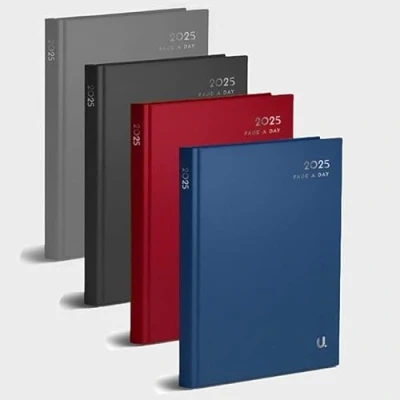 Image of A4 Page a Day 2025 Diary, Assorted Hardback Classic Colours X1