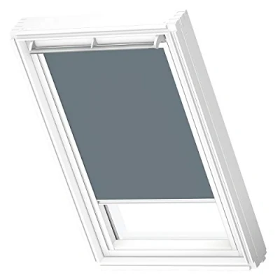 Image of VELUX Original Roof Window Blackout Blind for MK06, Dark Petrol, with White Guide Rail