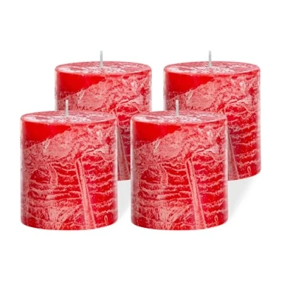 Image of Brandsseller Pillar Candle Set of 4 7 x 7.5 cm Christmas Advent Wreath Red
