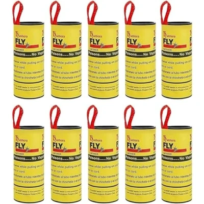Image of 54 Packs Pesticide Free Fly Paper Strips, Sticky Catchers Set Fruit Trap Insect for Indoors and Outdoors Use