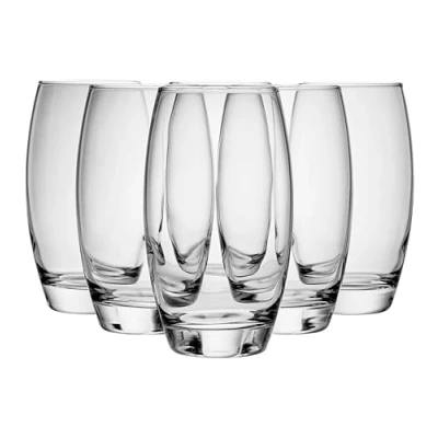 Image of Muddy Hands Set of 6 Drinking Glasses 500ml Barrel Design Highball Cocktail Juice Water Tall Tumblers