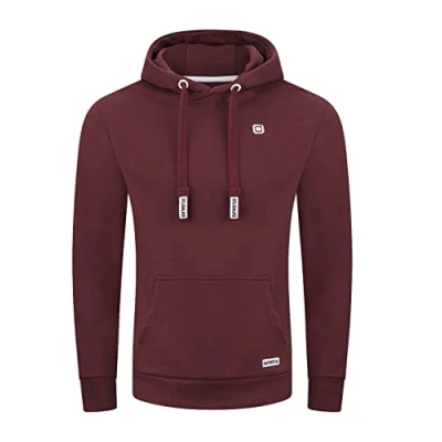 Image of riverso Linus Men’s Hoodie Sweatshirt with Hood, Kangaroo Pockets, Regular fit, Plain 80% Cotton, Grey, Brown, Green, red, Blue, Black, S, M, L, XL, 2XL, 3XL, 4XL, 5XL Red XX Large