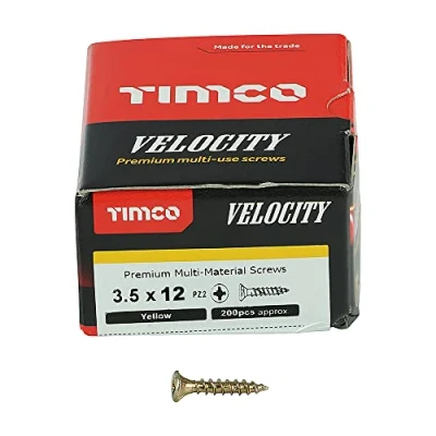 Image of TIMco 35012VY PZ2 CSK ZYP Velocity Screw 3.5 x 12 Yellow (Box of 200)