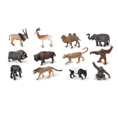 Image of CollectA Box of Mini Wild Animals 12pcs Hand Painted Animal Figure Set, Realistic Jungle Toys &amp; Figures, Wildlife Gifts For Toddlers Kids, Age 3 + Years Old