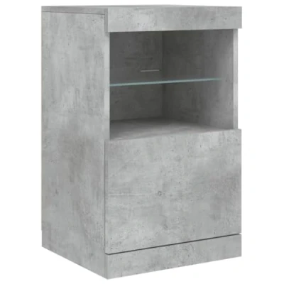 Image of vidaXL LED Sideboard in Concrete Grey Modern Storage Cabinet with Engineered Wood and Glass Ideal for Living Room or Office