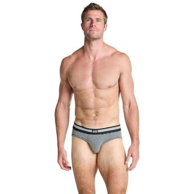 Image of Jockey Cotton Stretch Brief 3 Pack in Black Stripe, Size XX Large