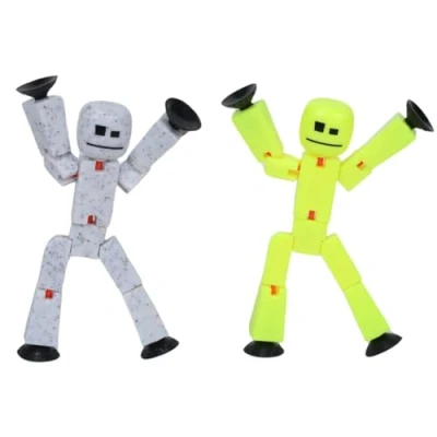 Image of Zing StikBot Dual Pack Includes 2 StikBots Collectible Action Figures and Accessories, Stop Motion Animation, Ages 4 Up (Yellow Highlighter Cream &amp; Cookies)