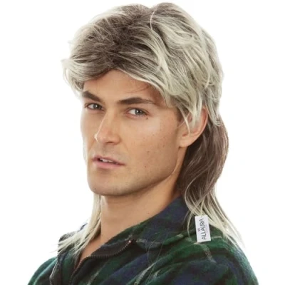 Image of ALLAURA Joe Dirt Wig Blonde Mullet Wigs for Men 80s Costumes Costume Accessories