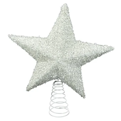 Image of Davies 26cm Sparkly White Tree Top Star Christmas Decorations Trims.
