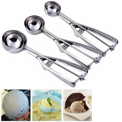 Image of Redlution 3pcs Stainless Steel 4/5/6cm Scoop for Ice Cream &amp; Cookie Mash Food Spoon Kitchen