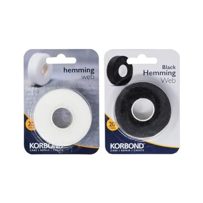 Image of KORBOND Hemming Web 40m 20m Black and White Invisible Mending Tape for Fabric Iron On Hem NO Sewing Required Adhesive Tape, Webbing