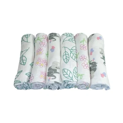 Image of MuslinZ Muslin Cloths for Baby, 6 Pack of Bamboo &amp; Organic Cotton Muslins Squares 70x70cm, Large Burp Cloth Babies, Newborn Essentials Baby (FLOWER MIX)