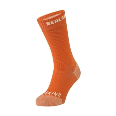 Image of SEALSKINZ Unisex Briston Waterproof All Weather Mid Length Sock With Hydrostop, Orange, XL EU