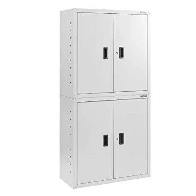 Image of Arebos Filing Cabinet Office Storage Material Steel 2 Height Adjustable Shelves 180 x 90 40 cm Grey
