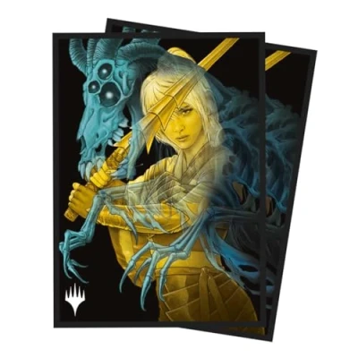 Image of Ultra PRO MTG Duskmourn 100ct Deck Protector Sleeves Ft. The Wandering Rescuer, Standard Size Card with Durable ChromaFushion Tech, Matte Finish Sleeves,