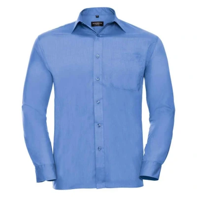 Image of Russell Athletic Collection Mens Poplin Easy Care Formal Shirt (Corporate Blue) Size Large