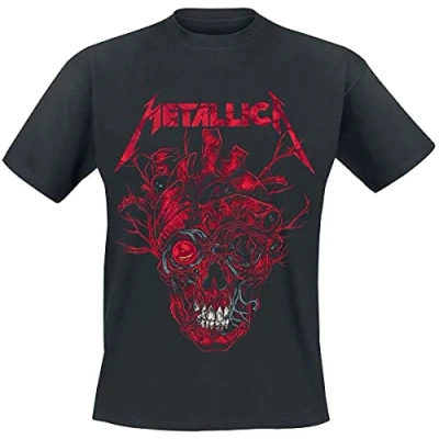 Image of Metallica Heart Skull Men T Shirt Black S, 100% Cotton, Regular