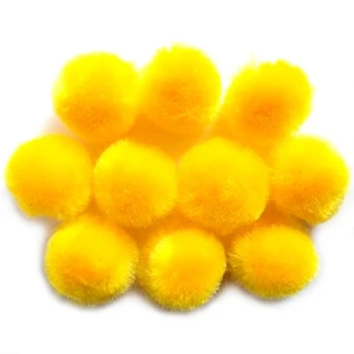 Image of Pom Poms for Crafts 4cm Wide Pack of 10 (Yellow)