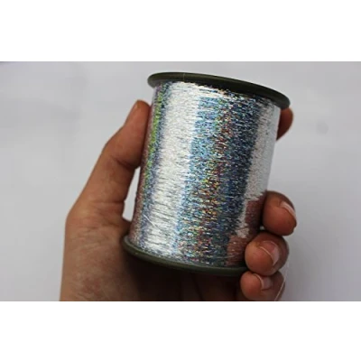 Image of Tigofly 1 Spool 7000m 0.3mm Flashabou Holographic Tinsel Laser Flat Mylar Sparkle Crystal Flash Trout Fly Tying Materials (Silver)