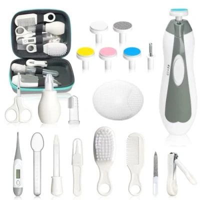 Image of Baby Health and Care Kit, Portable Safety Essentials Kit for Newborns (Grey White, 20 in 1)