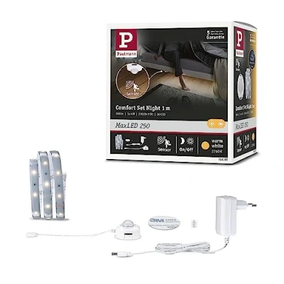 Image of Paulmann 78893 Stripe MaxLED 250 Night Comfort Base Set 1 m 300 lm 30 LEDs/m 12 VA incl. x 4 watt Light Strip White Plastic 2700 K